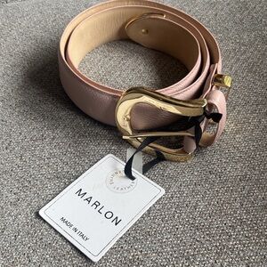 Pink Leather Belt with Gold Buckle